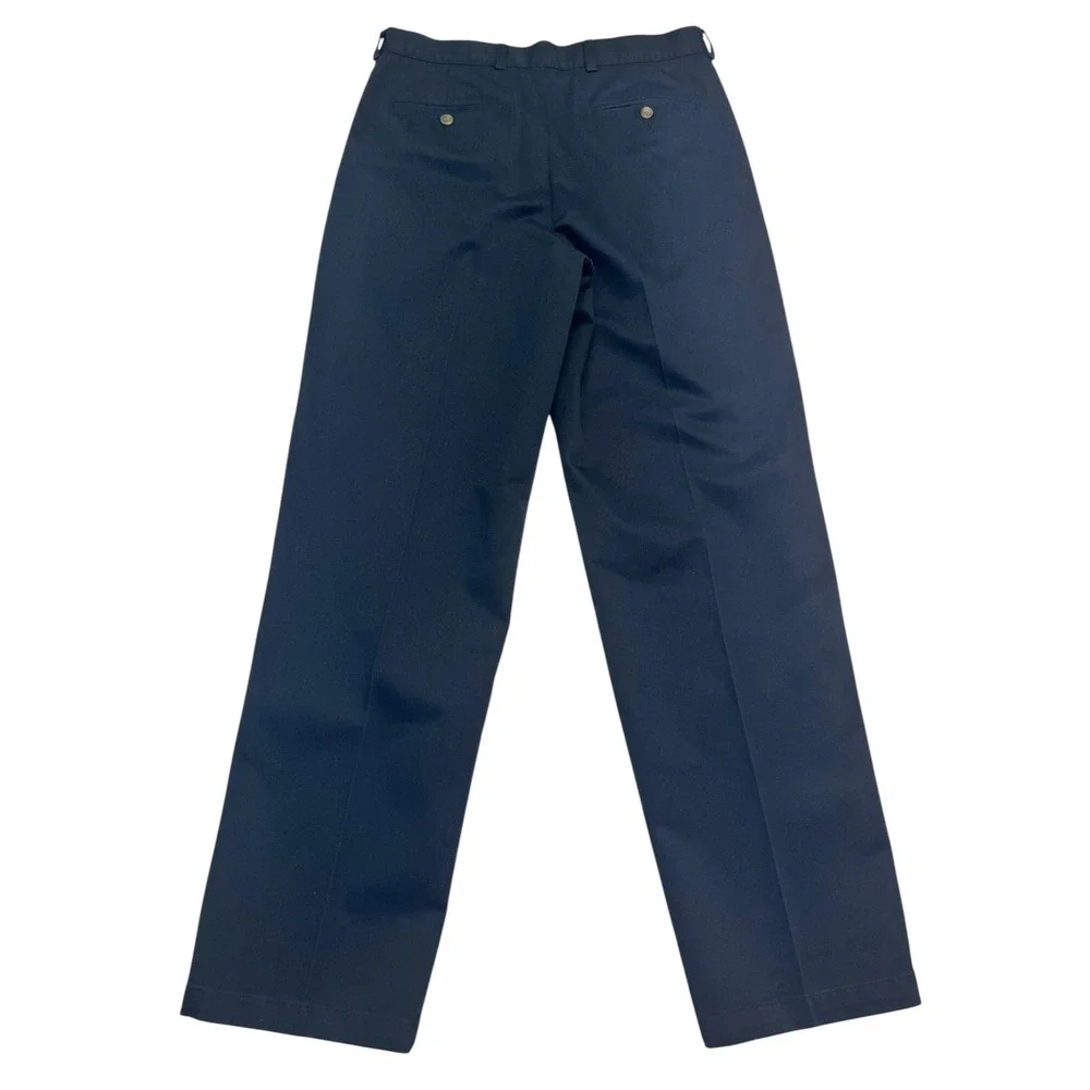 vtg Nordstrom 33x33 Navy Blue Chino Pants Pleated High Waisted Wide Leg Cotton
